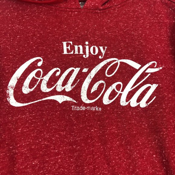 Coca Cola Men's Size Small Red Logo Graphic Front Long Sleeve Pullover Hoodie - Picture 3 of 10